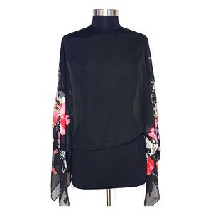 Sheer floral batwing sleeve cover up!